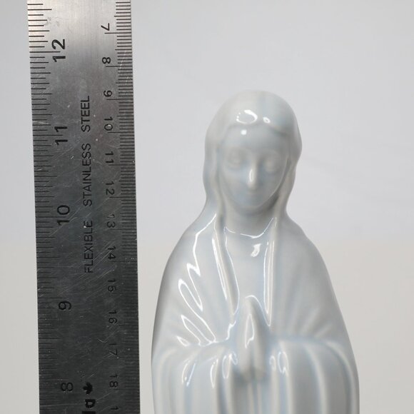 Virgin Mary Ceramic Angelic Statue Figurine Blue White Handmade Jesus Christ Pra - Picture 3 of 7